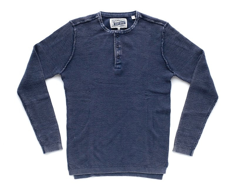 Stonewashed Henley Sweater - Navy