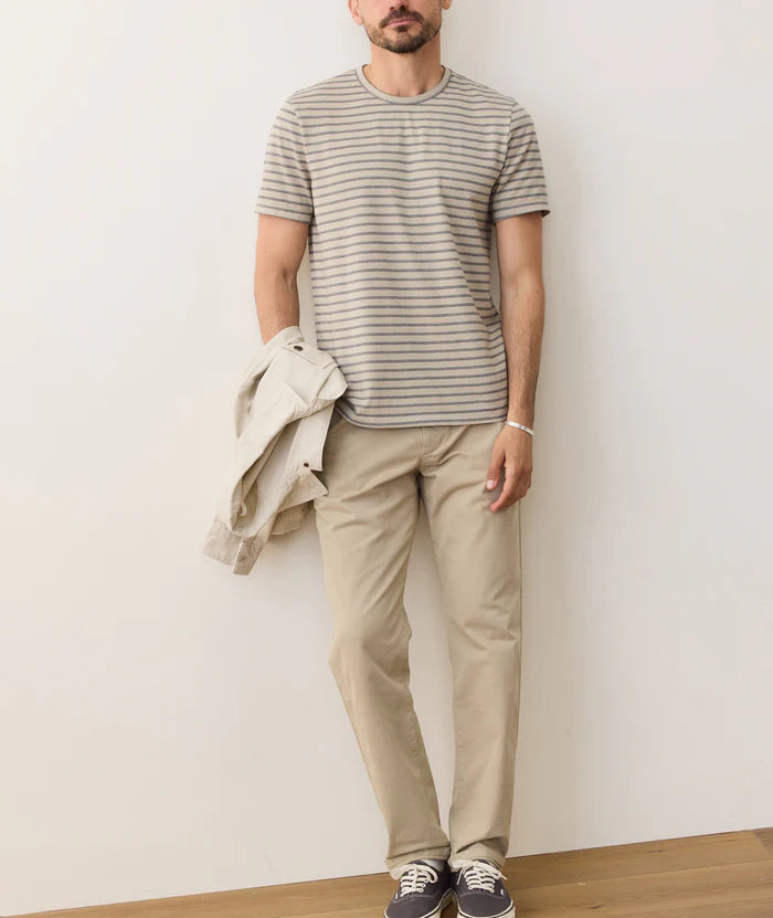 Signature Jacquard Crew Tee - Abbey Stone/India Ink