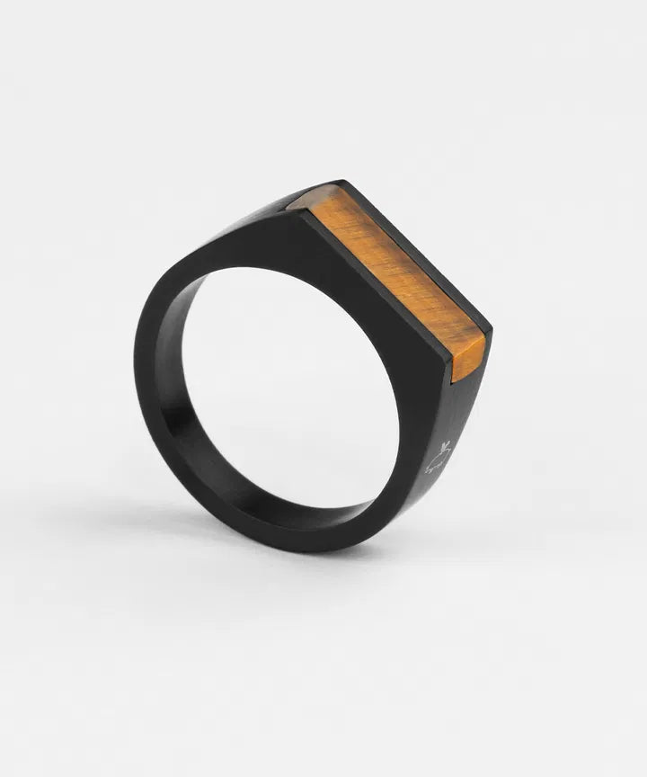 Signet Ring 7mm Tiger Eye | Black