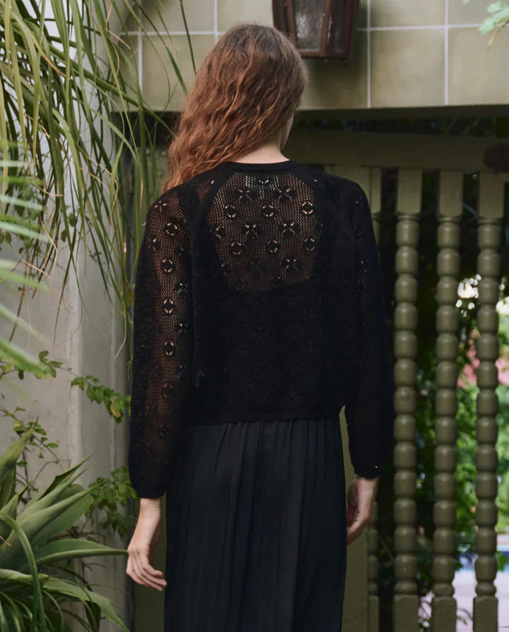 The Crochet Cardigan. - Black