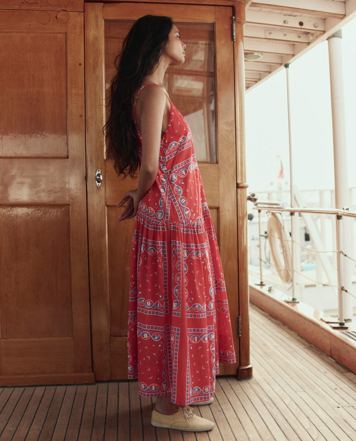 The Drop Waist Dress. Red Sailboat Bandana