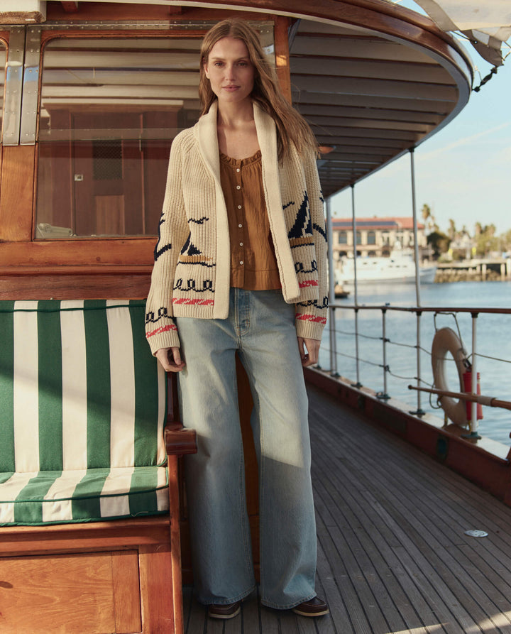 The Sailboat Lodge Cardigan. Cream.