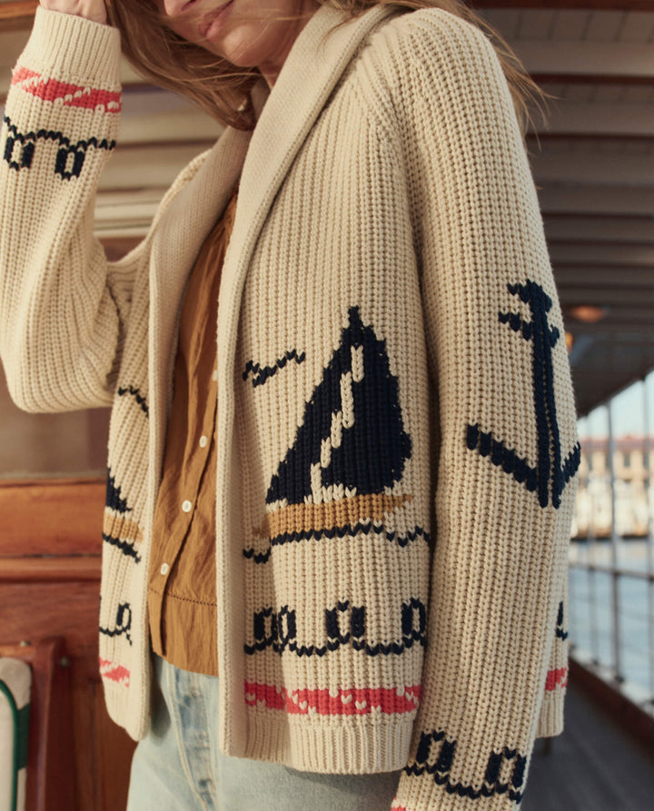 The Sailboat Lodge Cardigan. Cream.