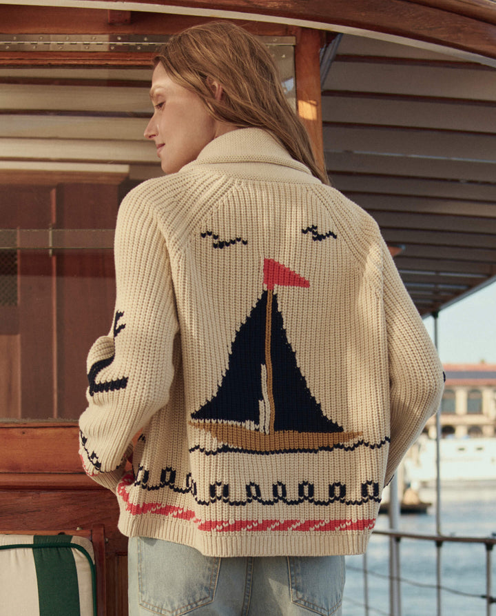 The Sailboat Lodge Cardigan. Cream.