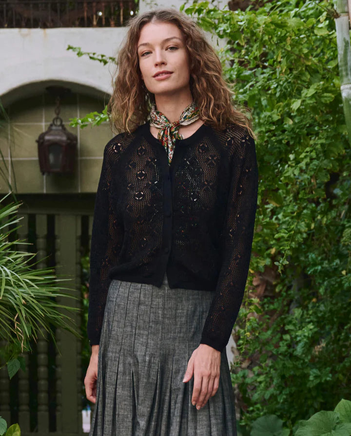 The Crochet Cardigan. - Black