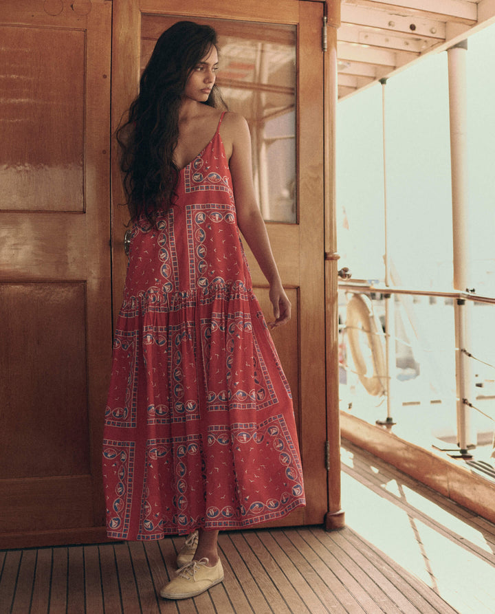 The Drop Waist Dress. Red Sailboat Bandana