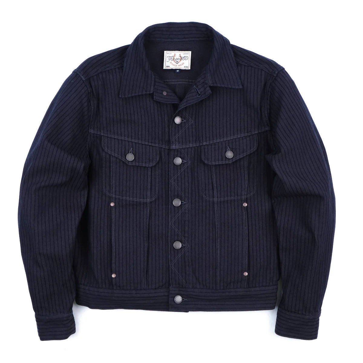 High Low Indigo Herringbone Dobby Jacket