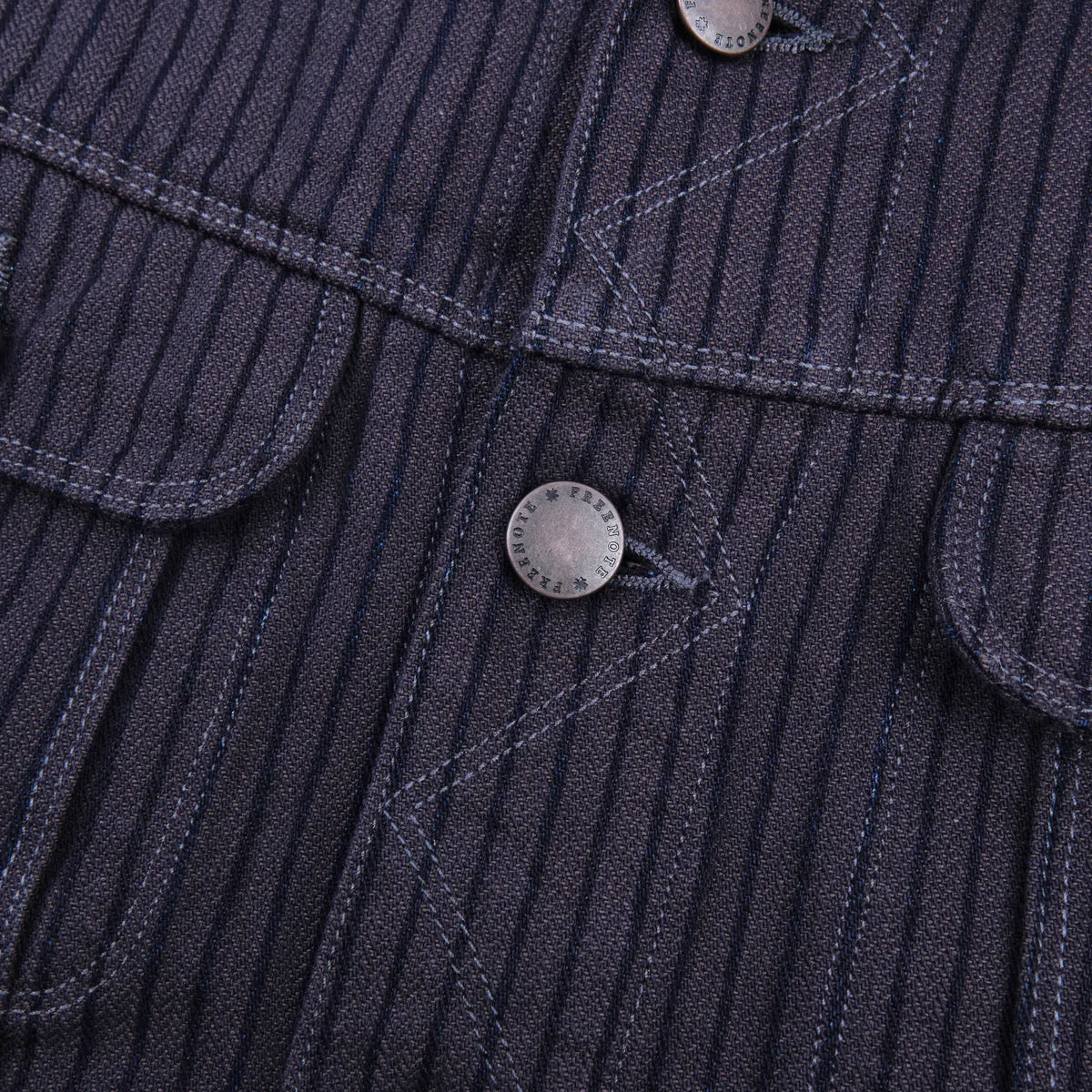High Low Indigo Herringbone Dobby Jacket