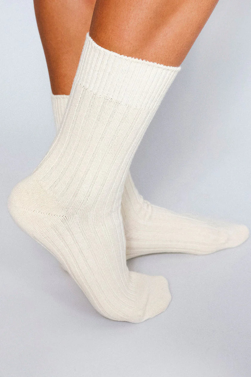 Mere Cashmere Ankle Sock - Ecru