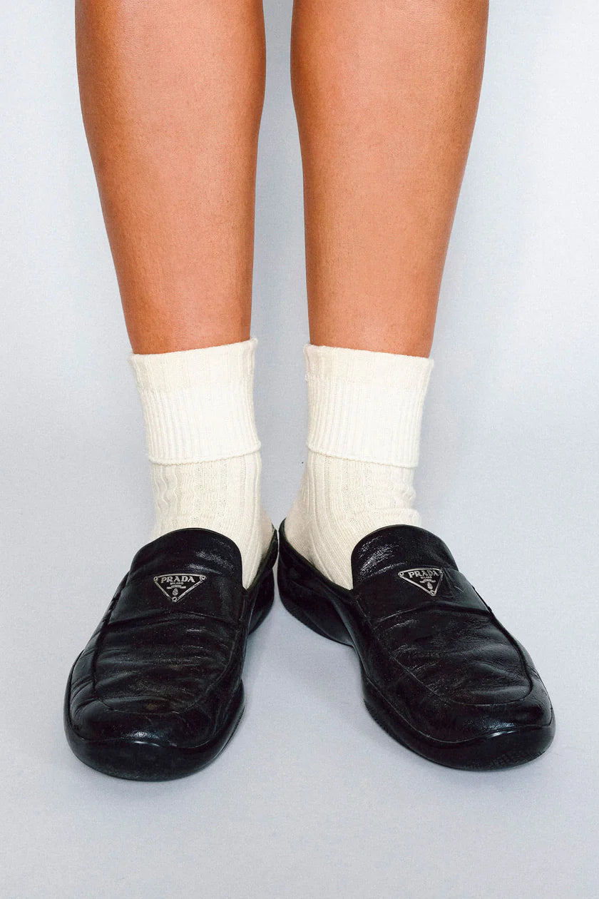 Mere Cashmere Ankle Sock - Ecru