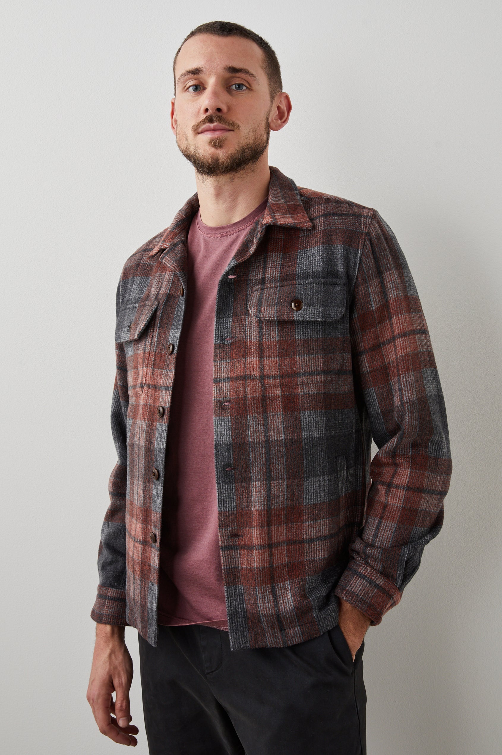 Viggo Shirt Jacket  - Crimson Shadow Plaid