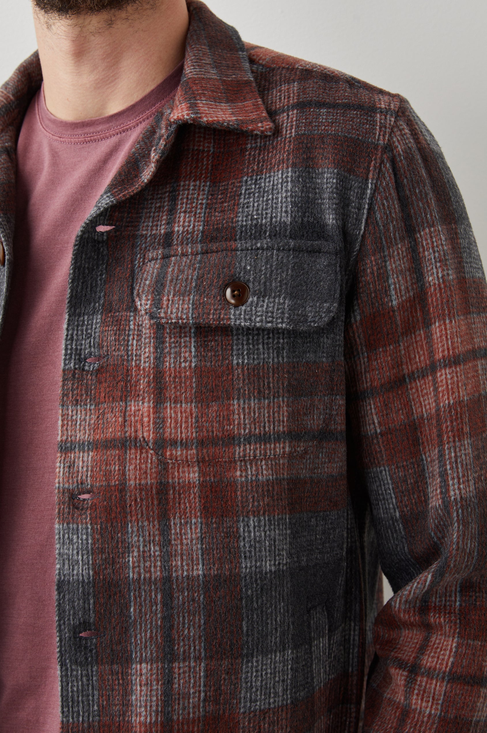 Viggo Shirt Jacket  - Crimson Shadow Plaid