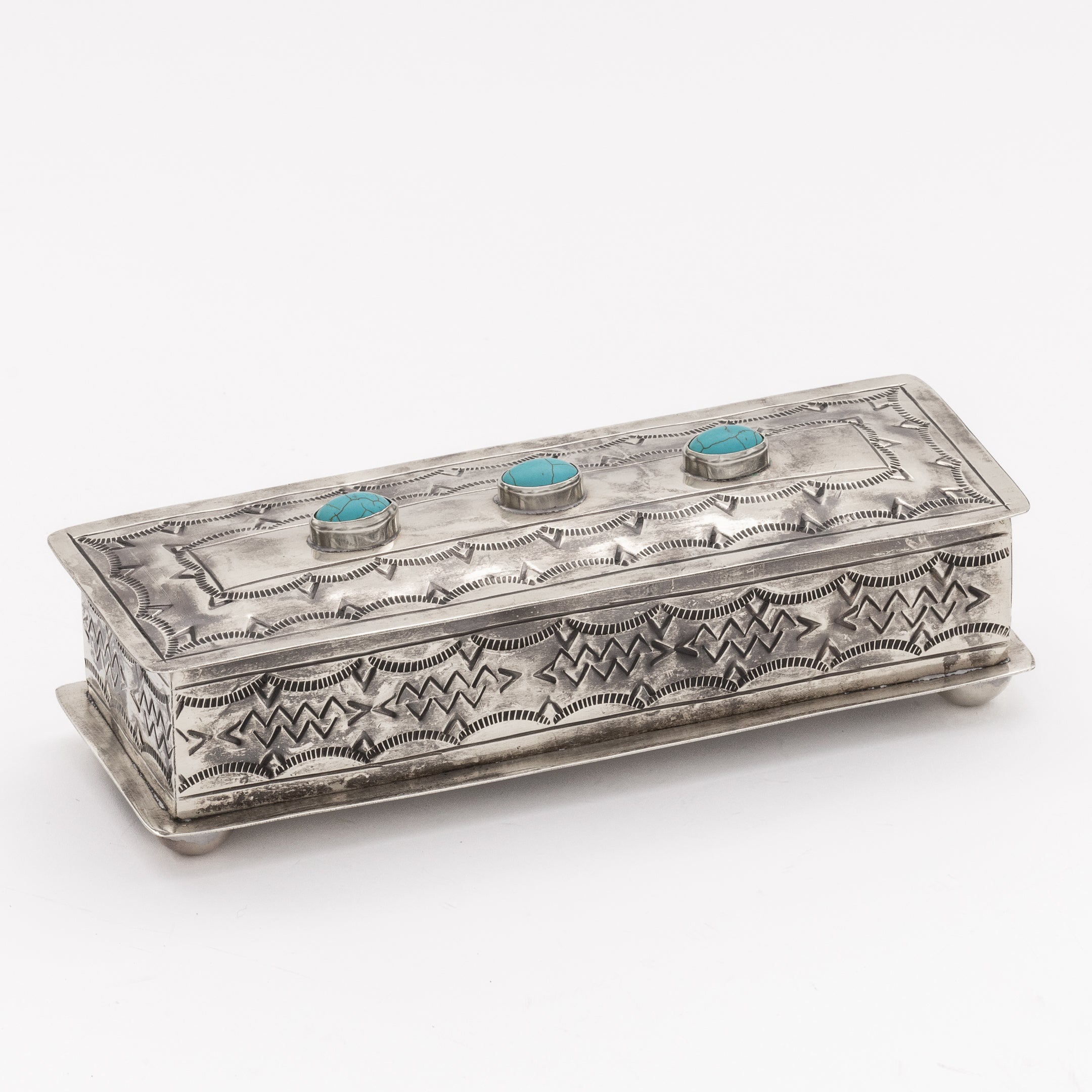 WJA-014 STAMPED EYEGLASS BOX W- TURQ