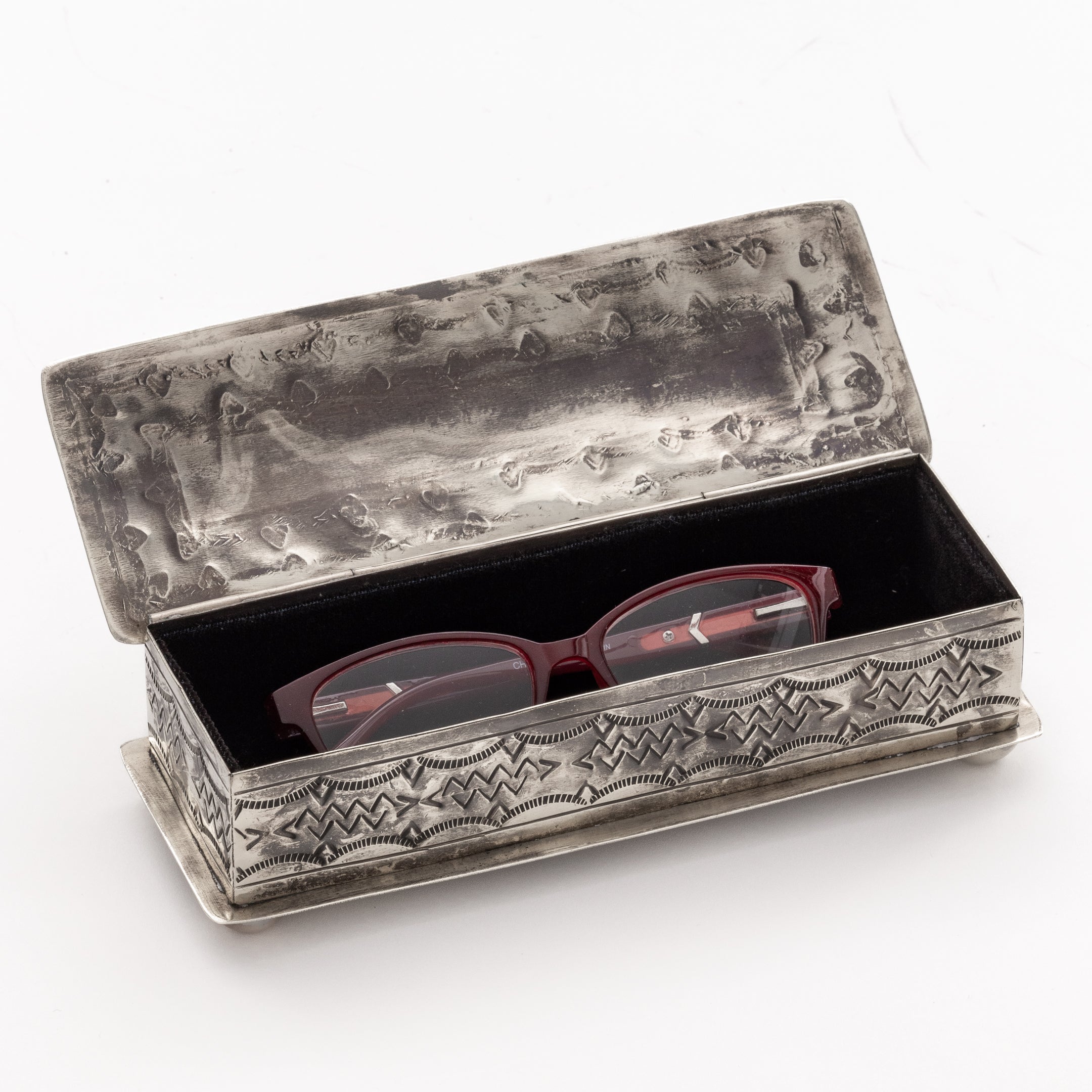 WJA-014 STAMPED EYEGLASS BOX W- TURQ
