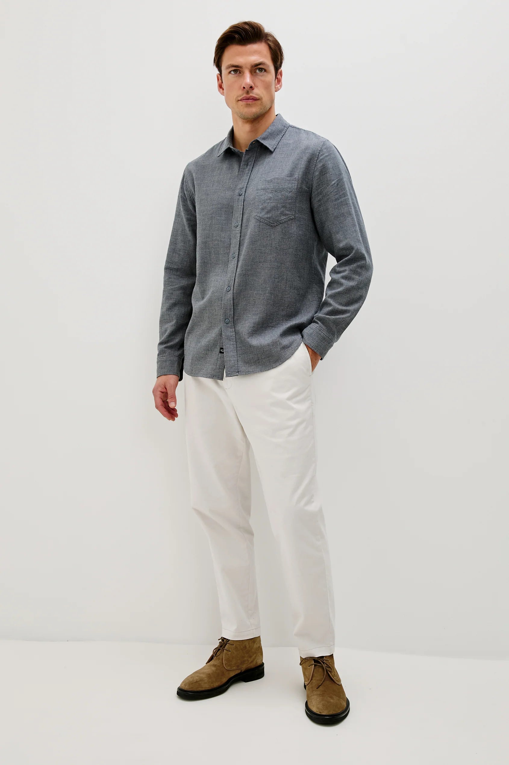 Wyatt Shirt - Charcoal Navy Houndstooth