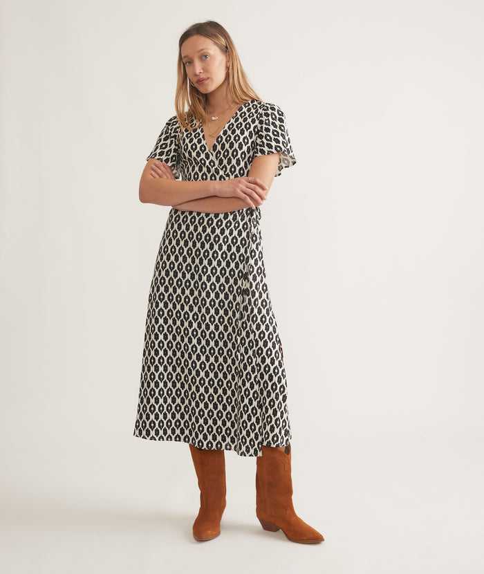 Emlyn Midi Dress - Black and White Ecat