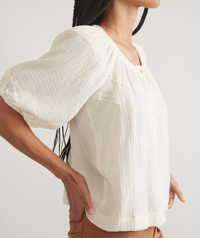 Wren Puff Sleeve Top - Antique White