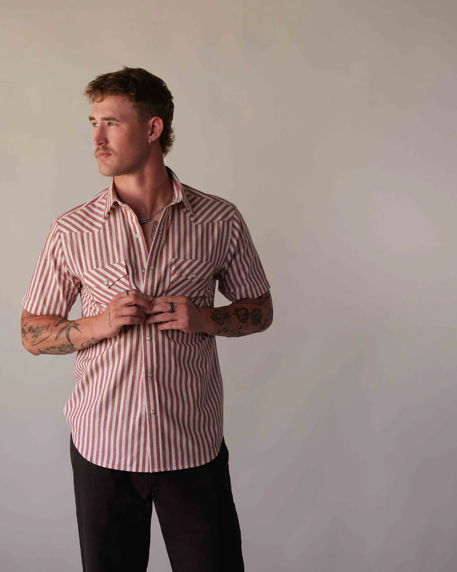 West Major Chambray Slub Red Stripe