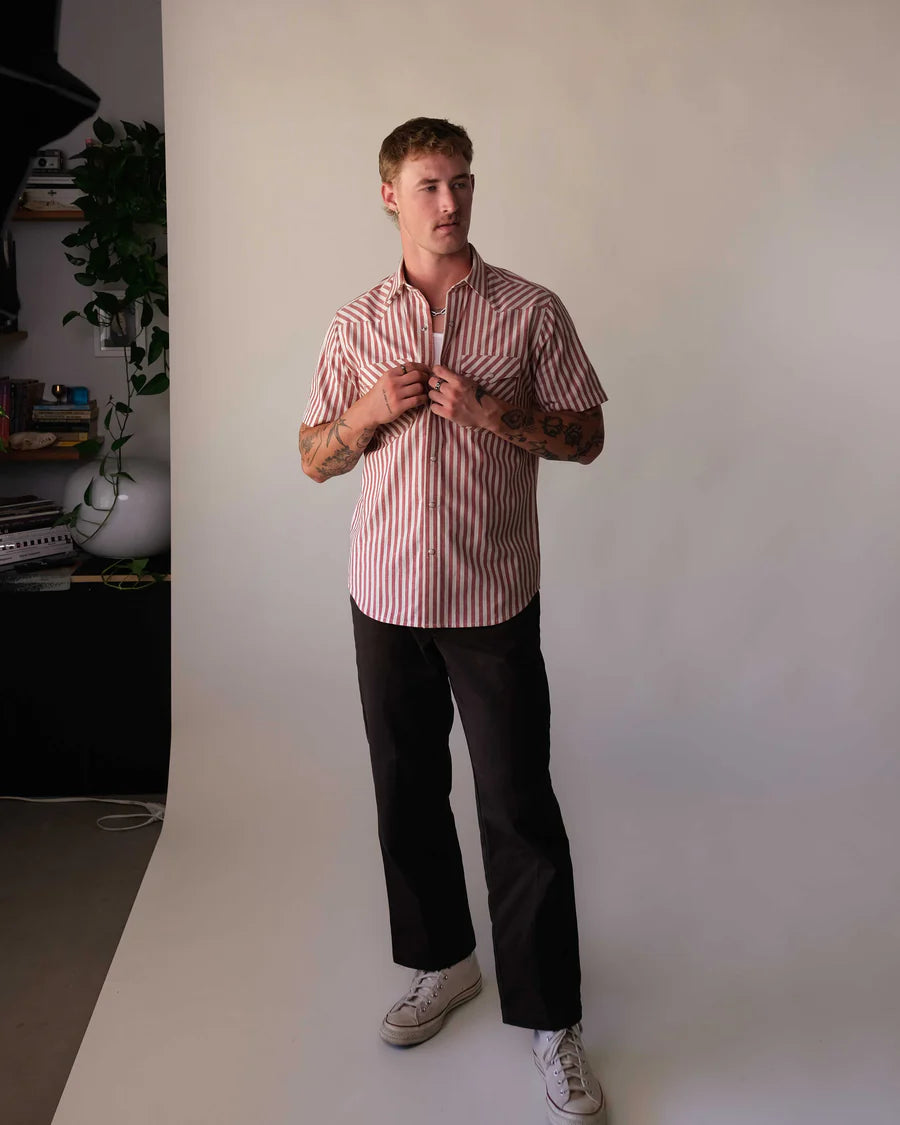 West Major Chambray Slub Red Stripe
