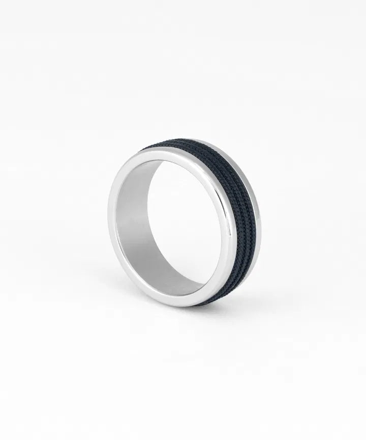 Navarch 8mm Wrap Ring Navy | Silver