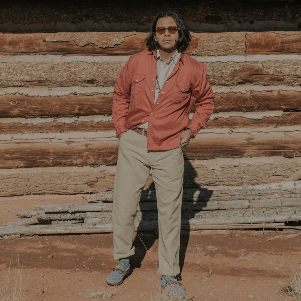 Tencel Gabardine Pearlsnap Shirt - Sandstone