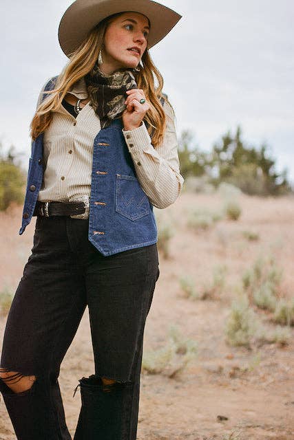 Western Saddle in Arena Brown Cowgirl Silk Scarf Wild Rag Ready-to-gift