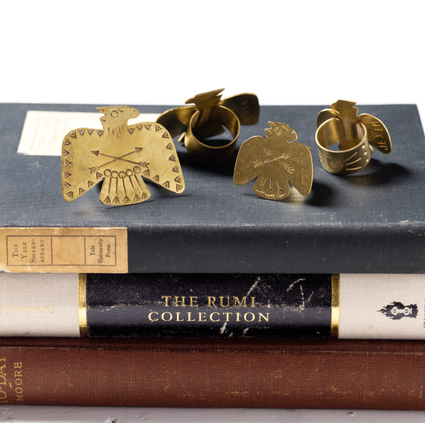 small brass thunderbird bandana slide