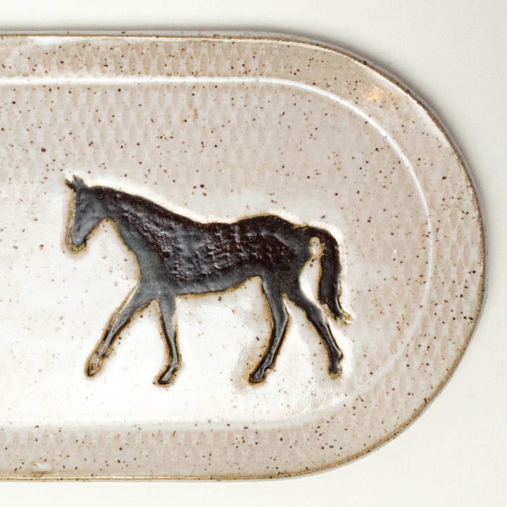 Brown Horse White 10" Platter