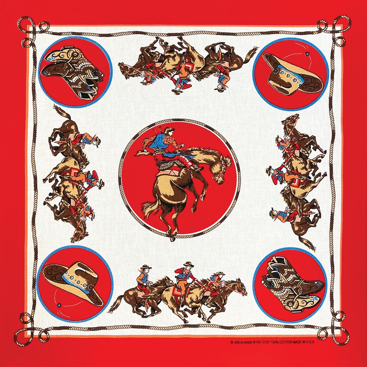 Bandanna - 22" Made in USA - Rodeo Cowboy Red