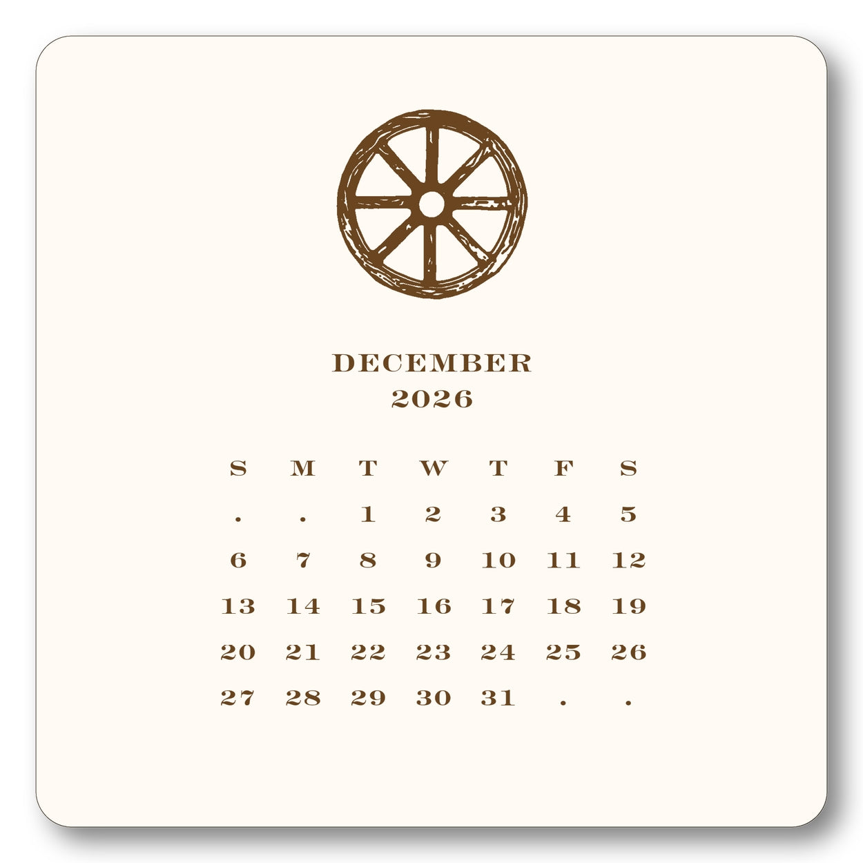 2026 Cowboy Calendar with Easel