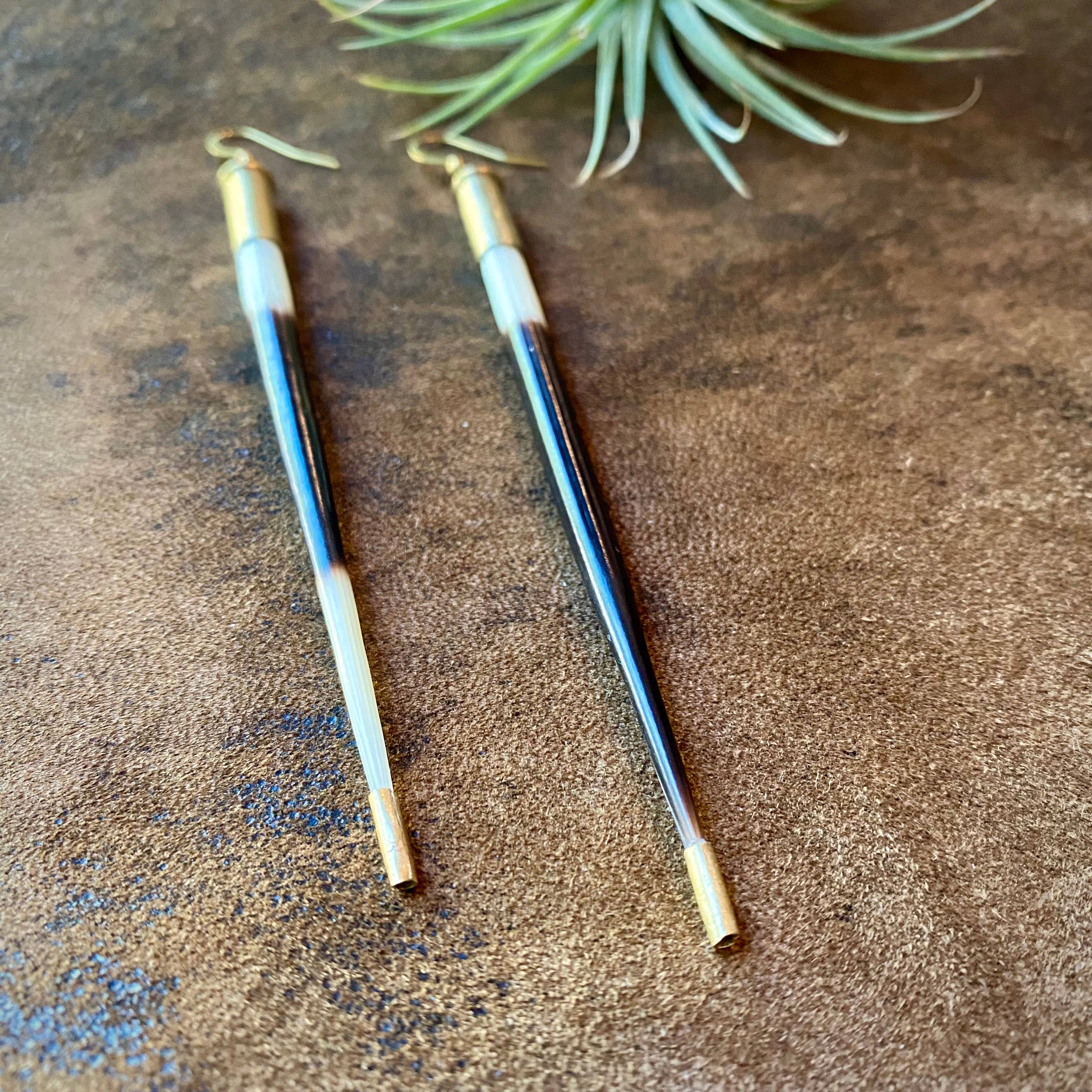 Porcupine Quill in Bullet Earrings, Shell Casings, Quills: Bullet