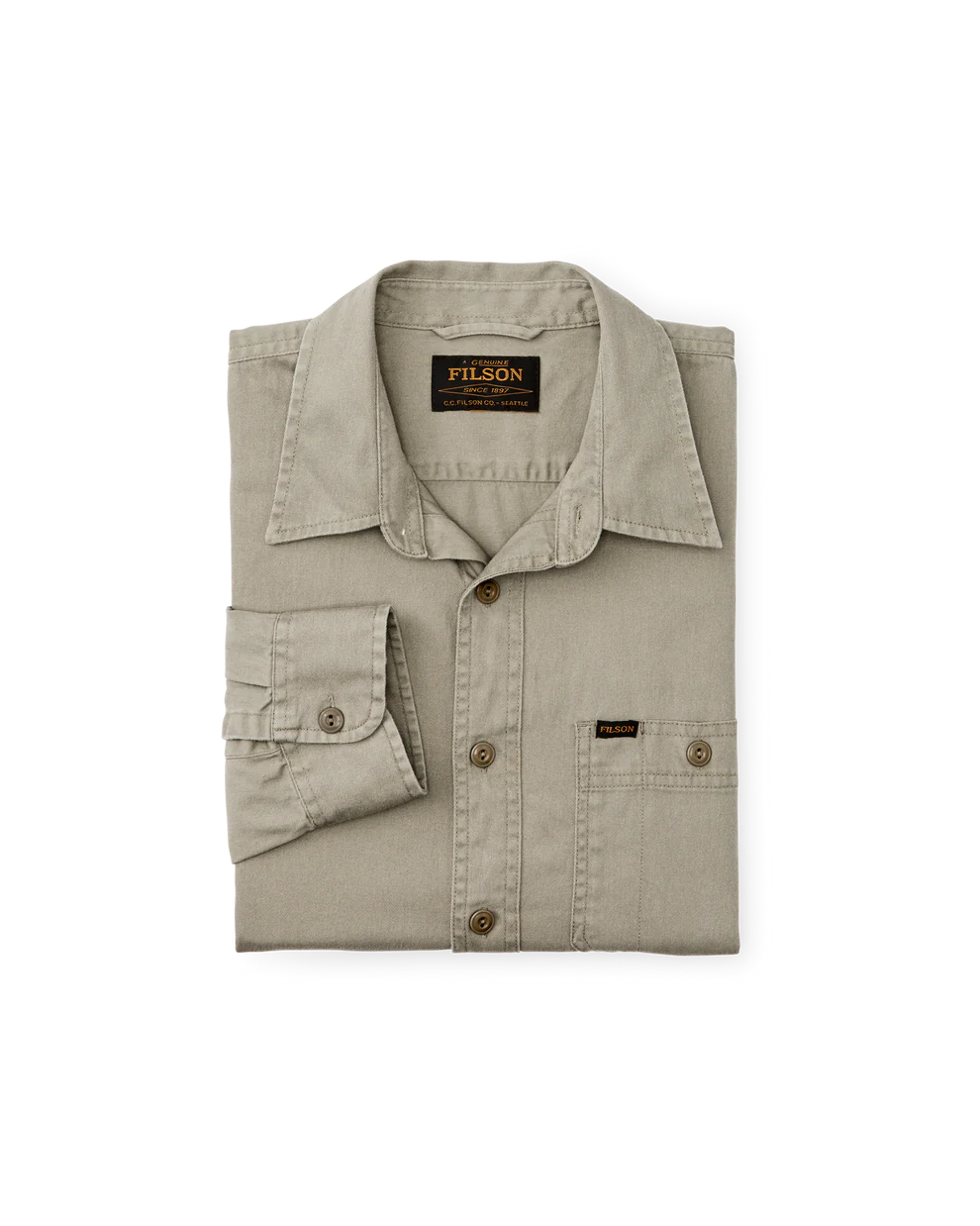 Filson Shipwright Fine Twill Shirt-Gray Khaki