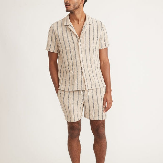 6" Saturday Diego Short in Khaki/Navy Stripe