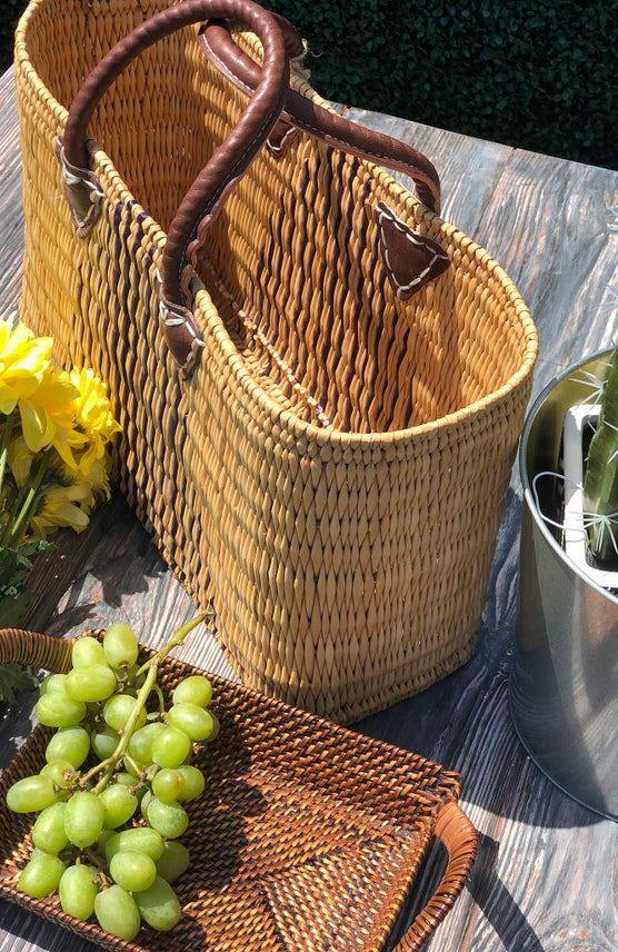 Large Beach Basket Triangular Design Bicolor