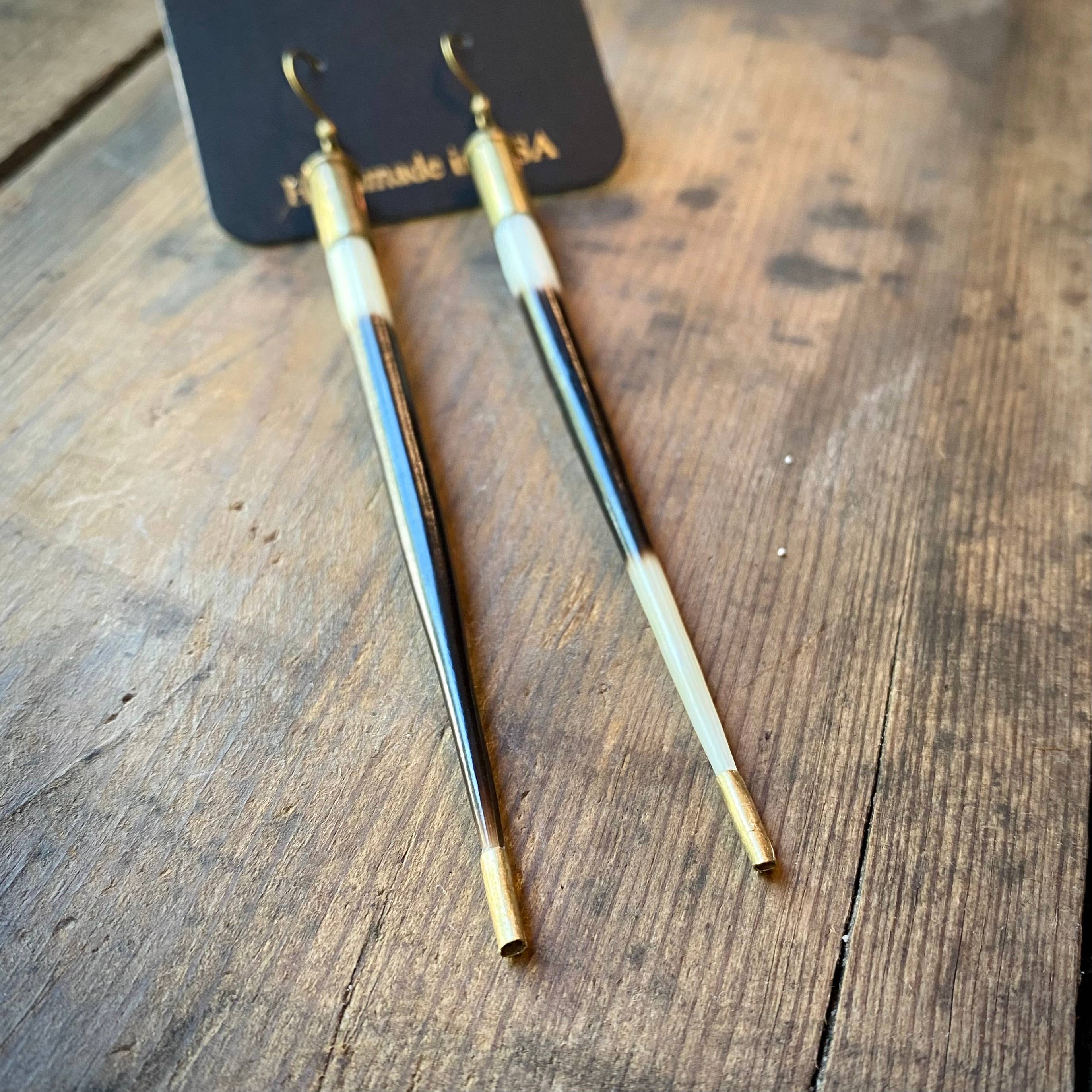 Porcupine Quill in Bullet Earrings, Shell Casings, Quills: Bullet