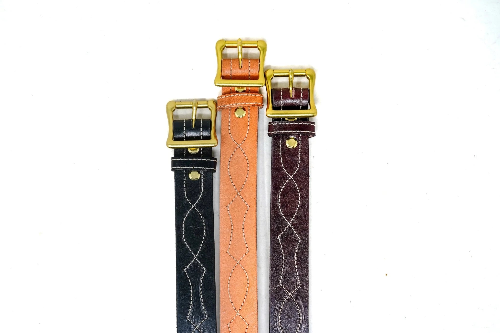 Embroidered Lucky Belt 1 1/4" - Mahogony