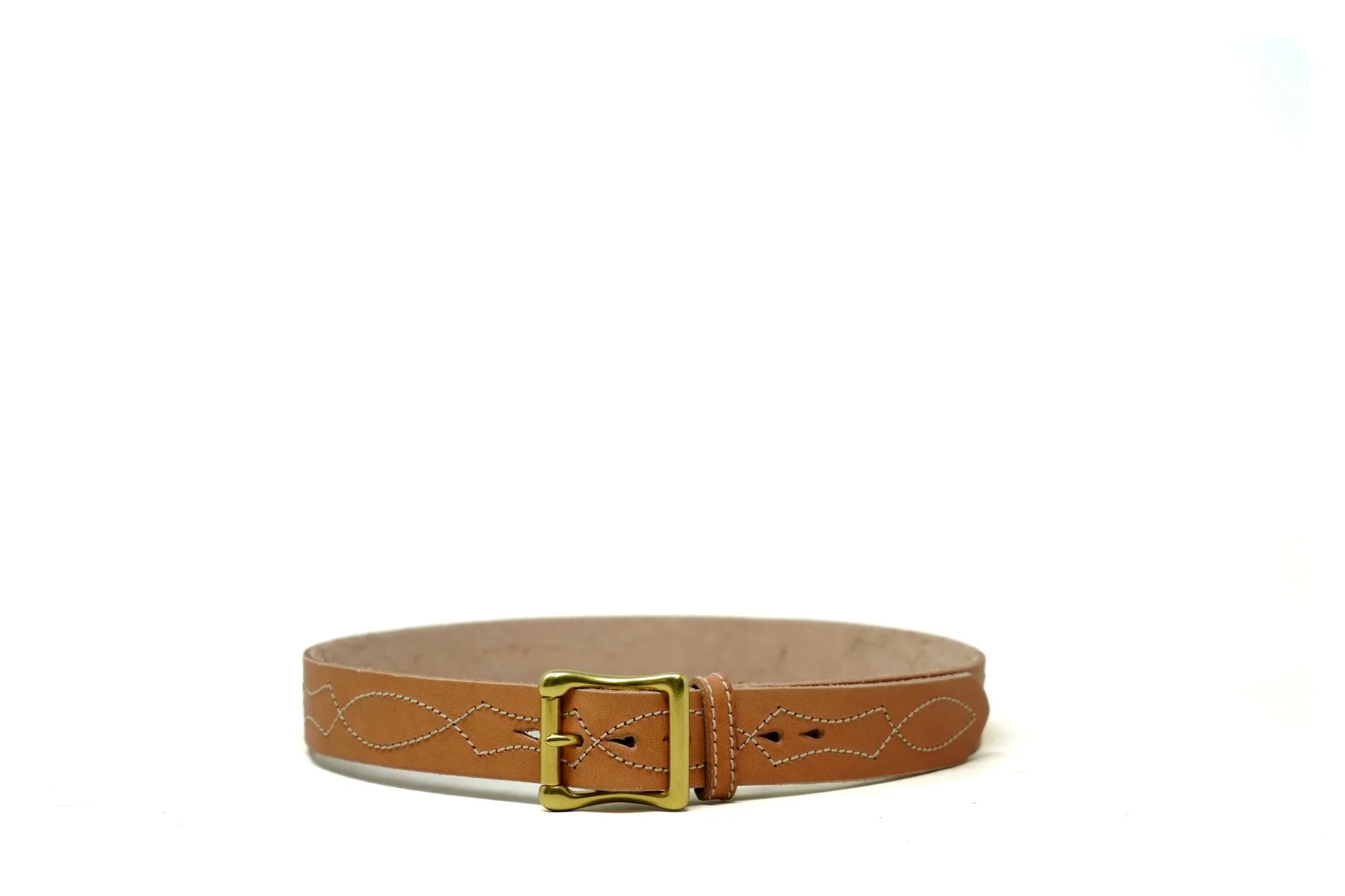 Embroidered Lucky Belt 1 1/4" - Veg Tan