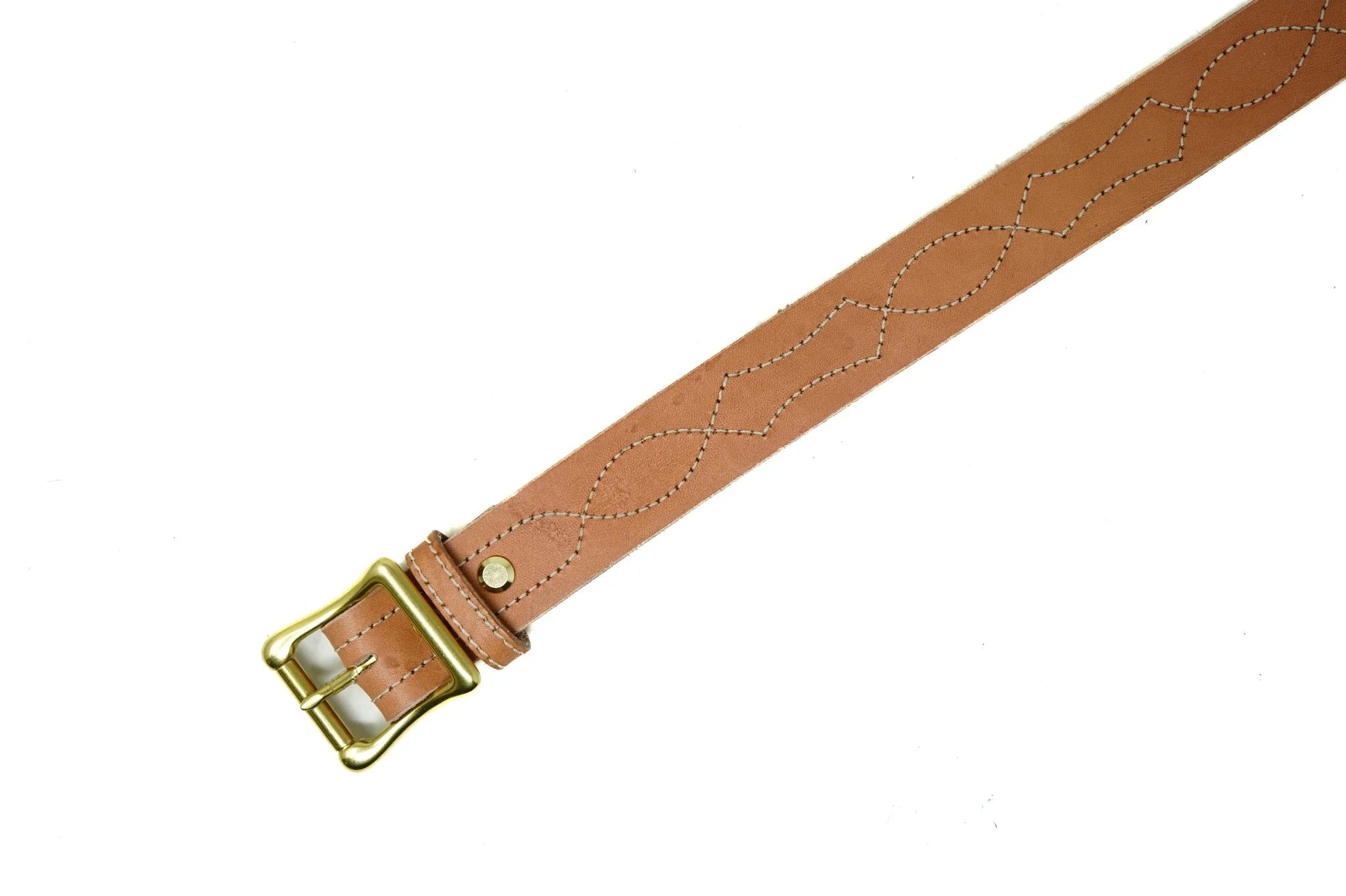 Embroidered Lucky Belt 1 1/4" - Veg Tan