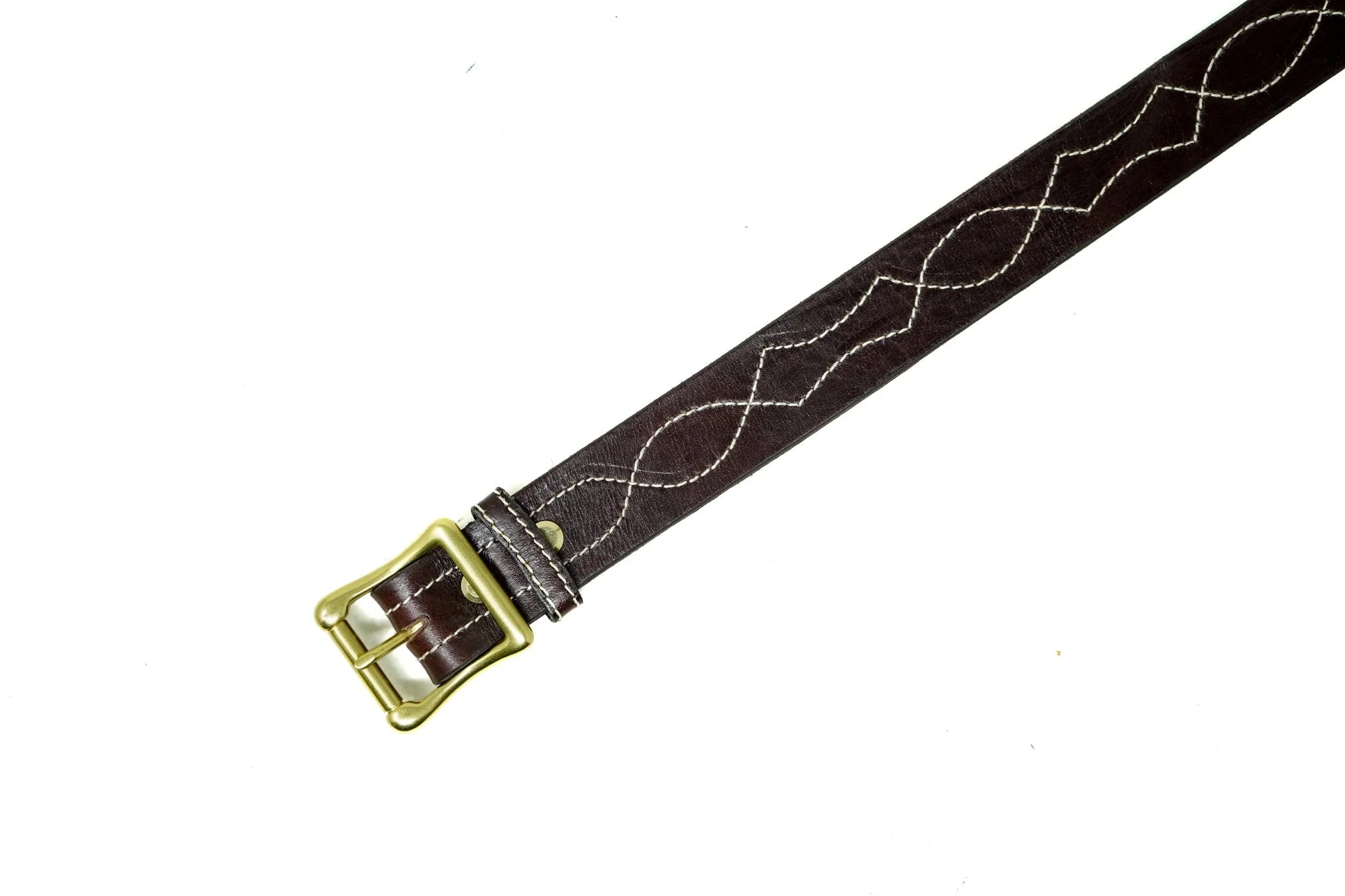 Embroidered Lucky Belt 1 1/4" - Mahogony