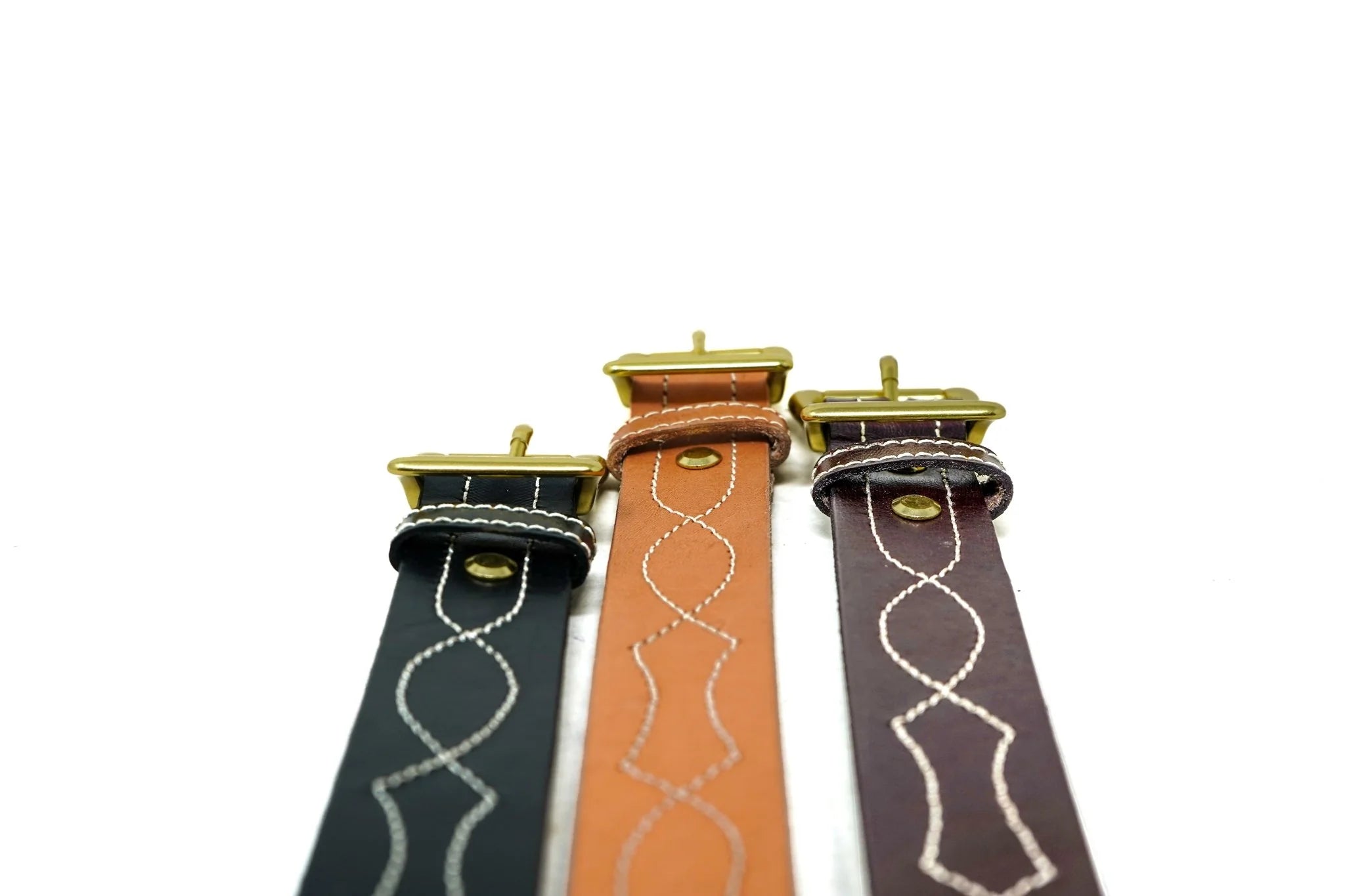 Embroidered Lucky Belt 1 1/4" - Veg Tan