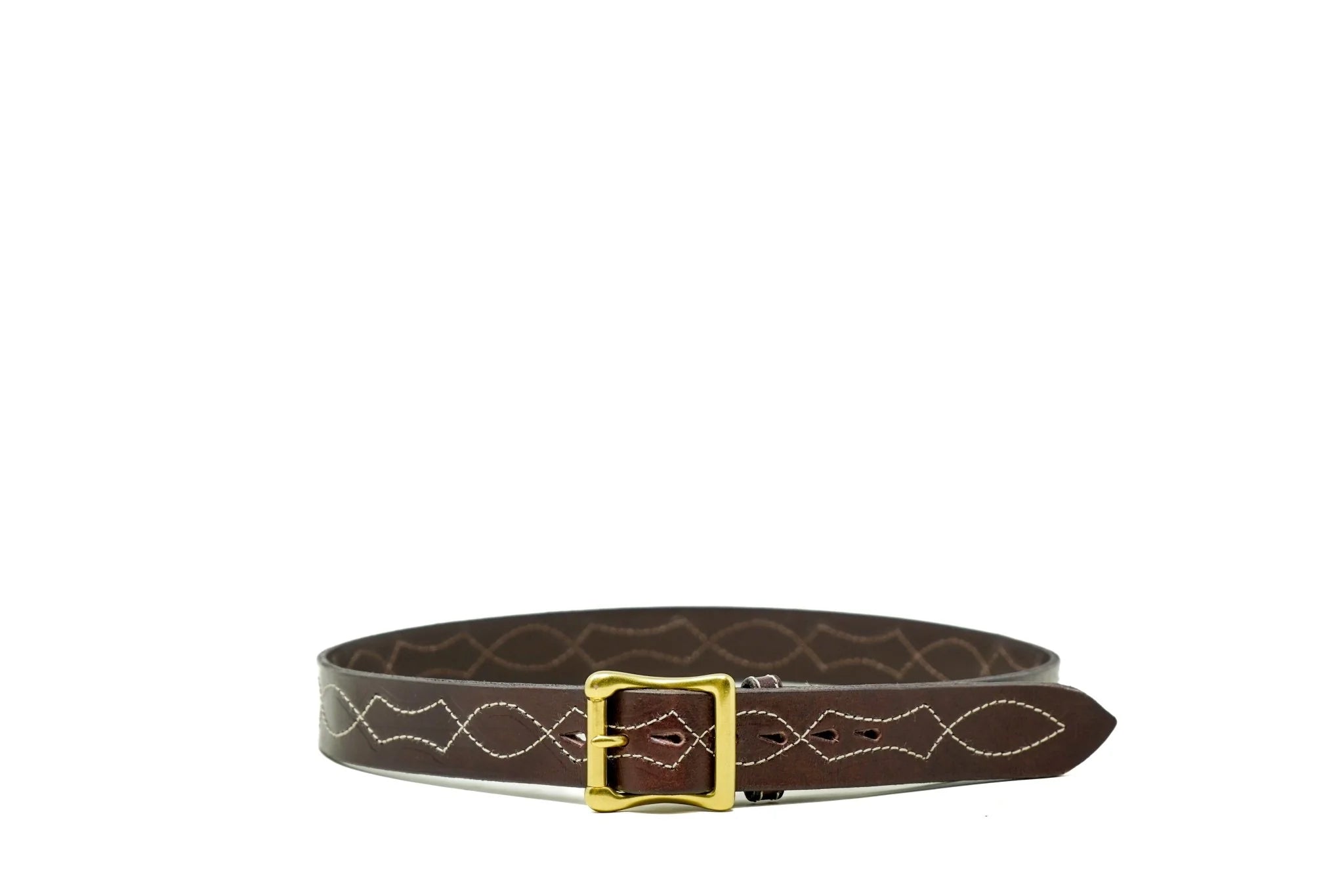 Embroidered Lucky Belt 1 1/4" - Mahogony