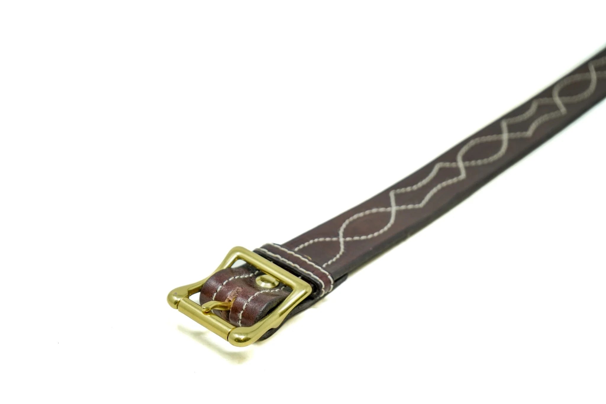 Embroidered Lucky Belt 1 1/4" - Mahogony