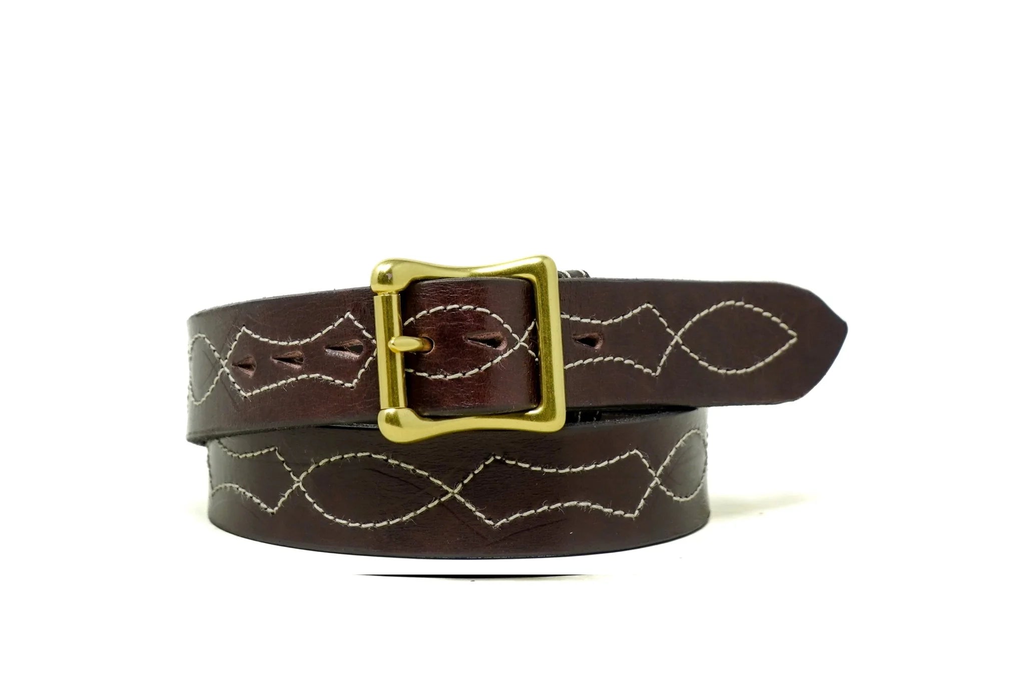 Embroidered Lucky Belt 1 1/4" - Mahogony