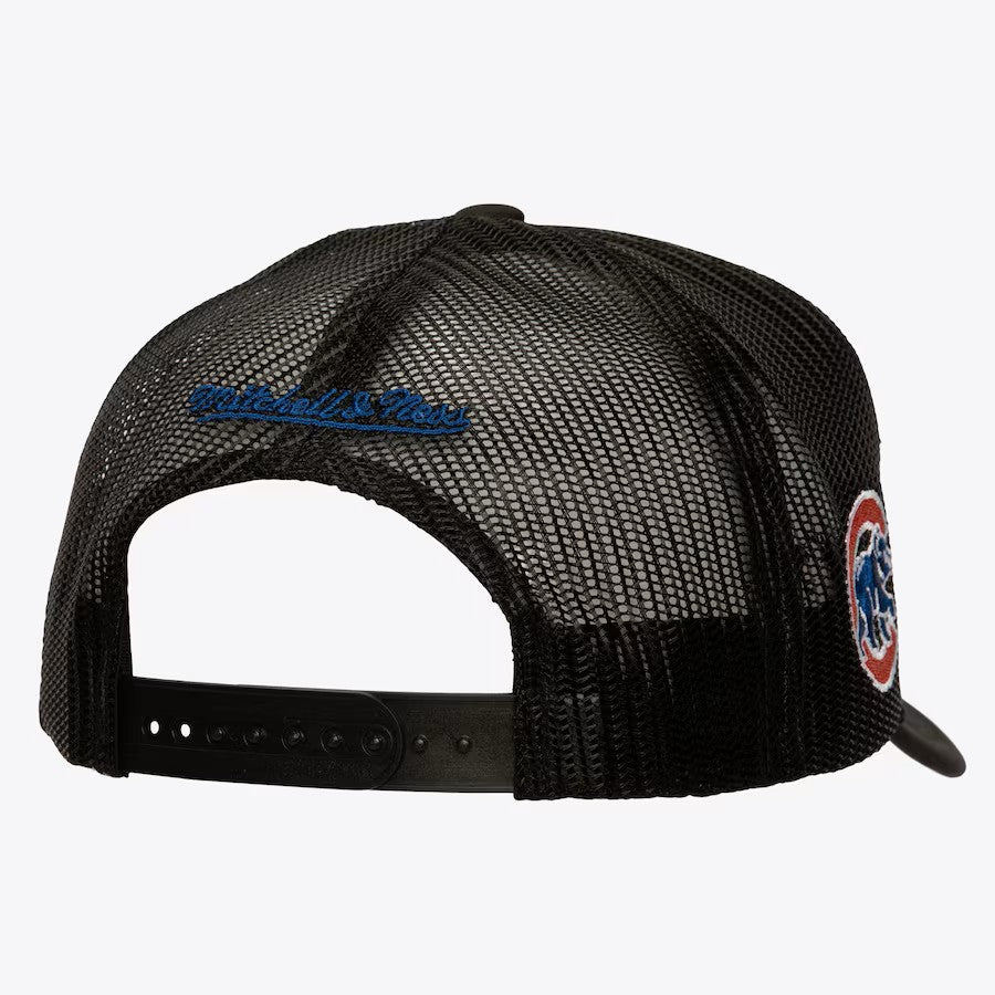 Mitchell & Ness Black Chicago Cubs Script Trucker Adjustable Hat