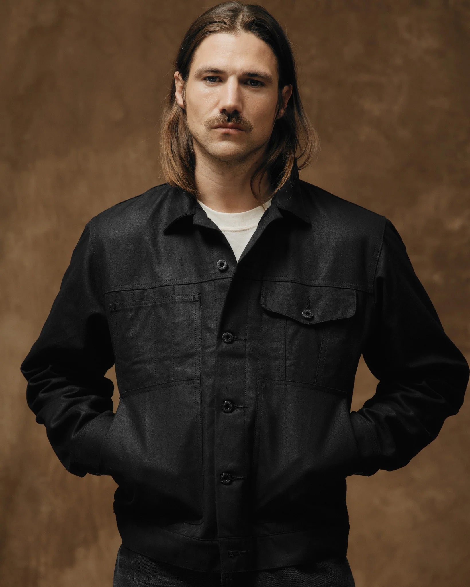 TIN CLOTH SHORT LINED CRUISER JACKET - BLACK