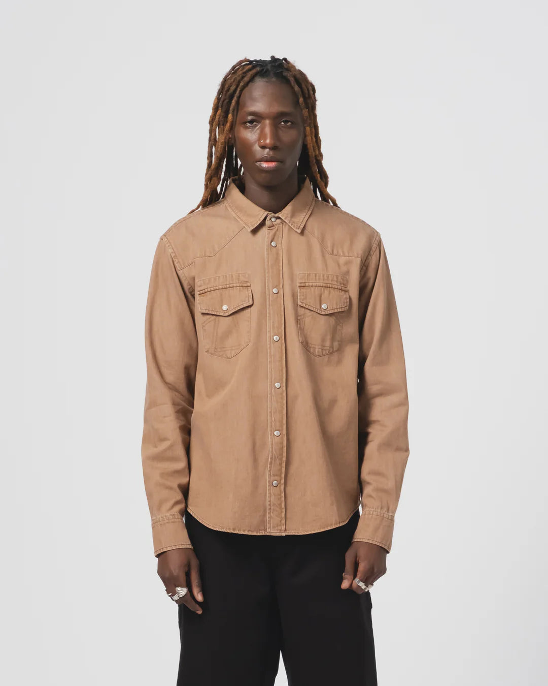 Western Shirt Twill Denim Brown