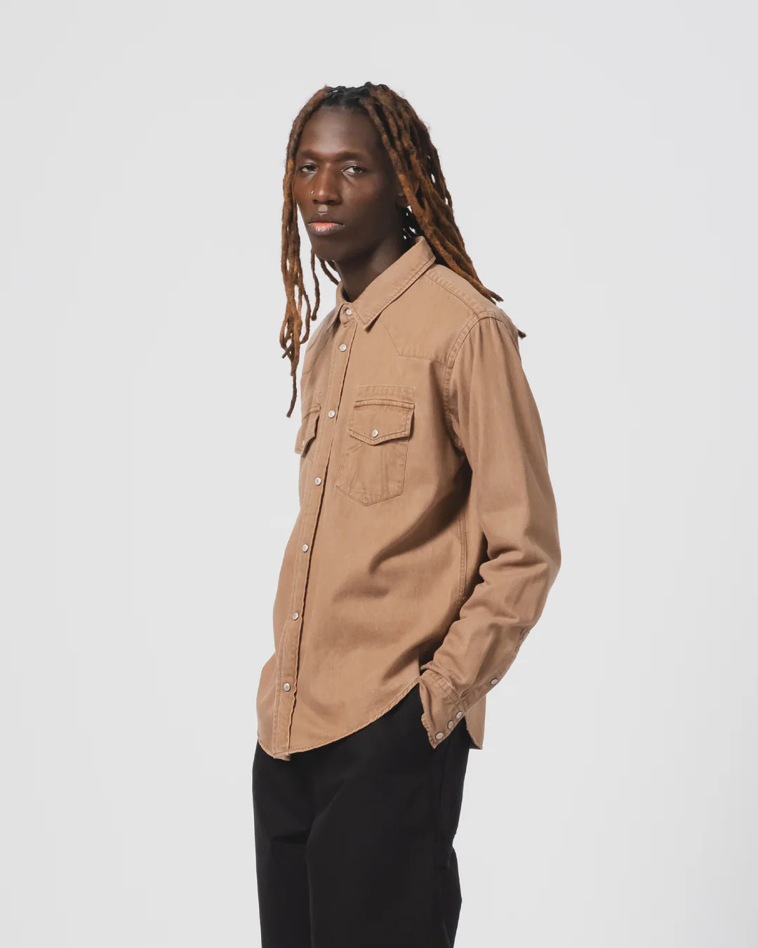 Western Shirt Twill Denim Brown