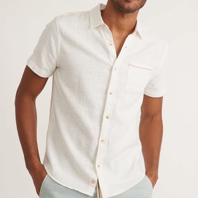 Short Sleeve Stretch Selvage Shirt in Natural