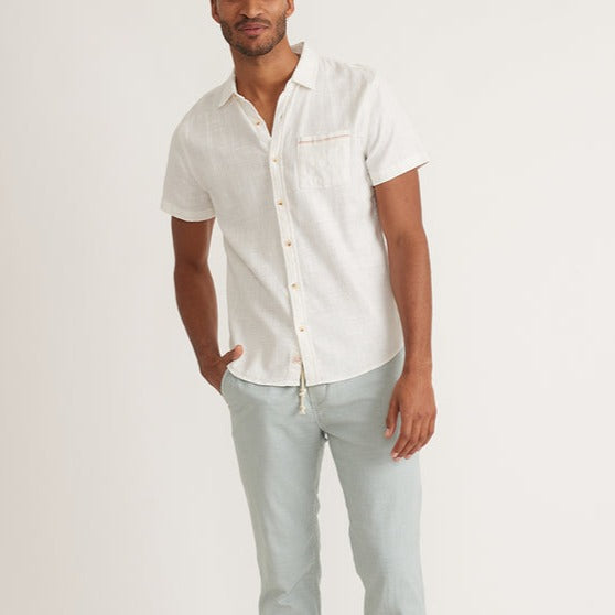 Short Sleeve Stretch Selvage Shirt in Natural