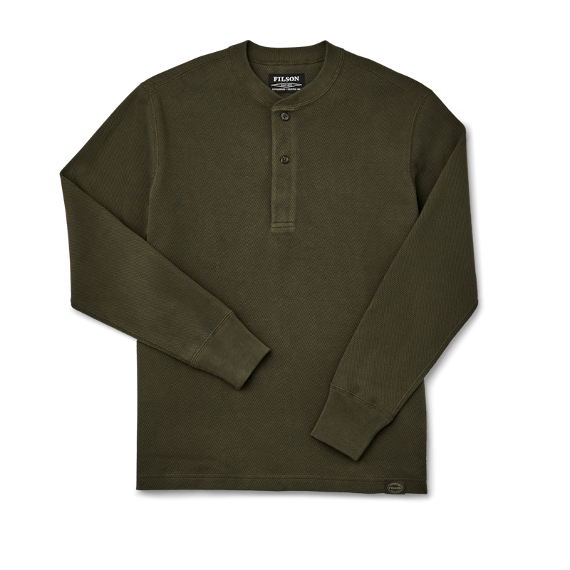 WAFFLE KNIT HENLEY - Mossrock